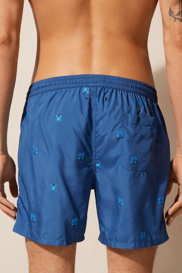 Intimssimi Embroidered Crab Swim Trunks Blue | USXMI29219