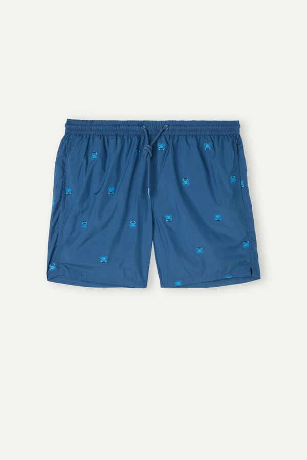 Intimssimi Embroidered Crab Swim Trunks Blue | USXMI29219