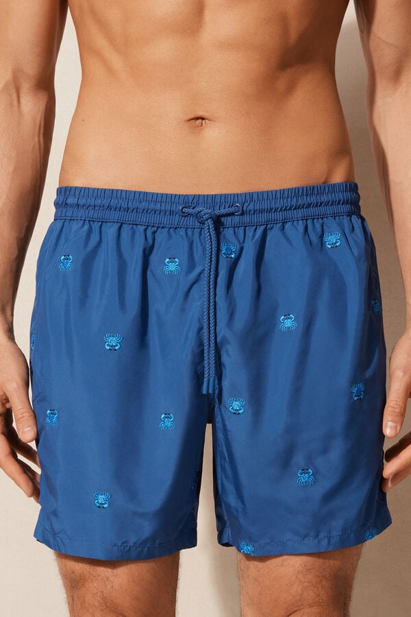 Intimssimi Embroidered Crab Swim Trunks Blue | USXMI29219