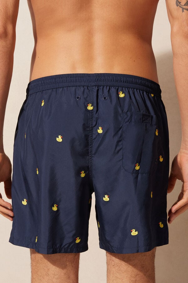 Intimssimi Embroidered Duck Swim Trunks Blue | QUSWA54629