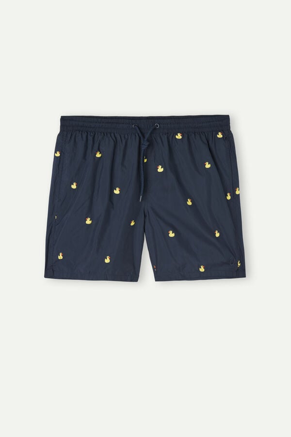 Intimssimi Embroidered Duck Swim Trunks Blue | QUSWA54629