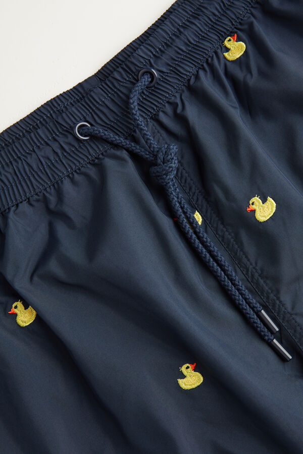 Intimssimi Embroidered Duck Swim Trunks Blue | QUSWA54629