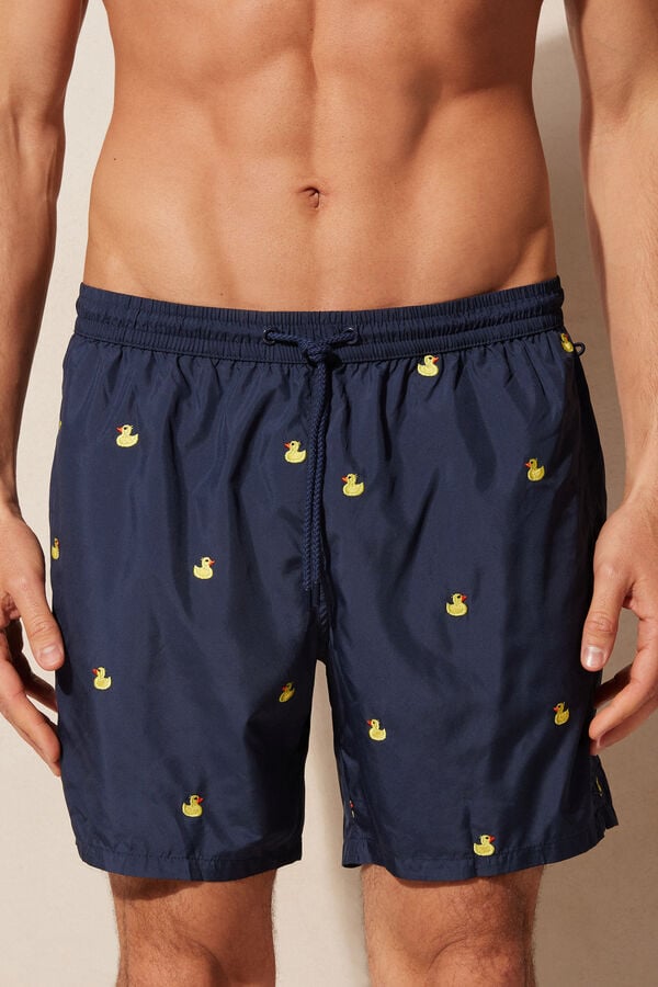 Intimssimi Embroidered Duck Swim Trunks Blue | QUSWA54629