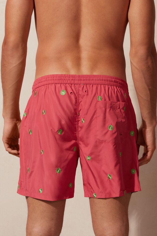 Intimssimi Embroidered Kiwi Swim Trunks Red | ZUSMJ57856