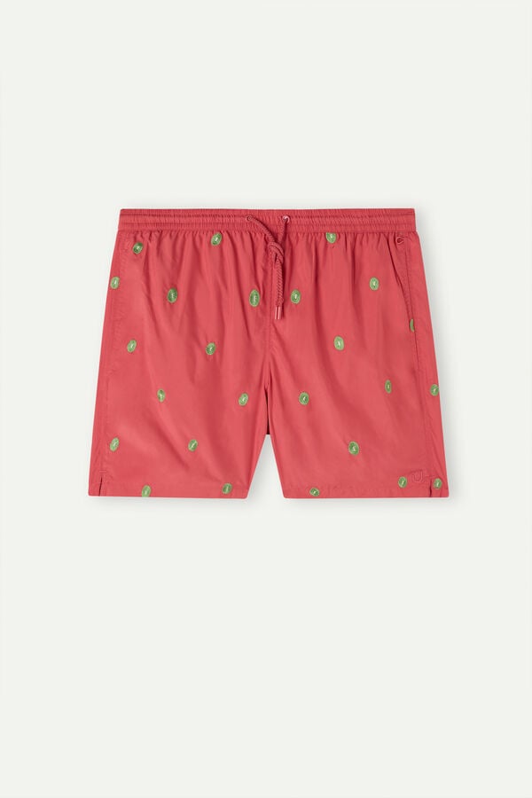 Intimssimi Embroidered Kiwi Swim Trunks Red | ZUSMJ57856