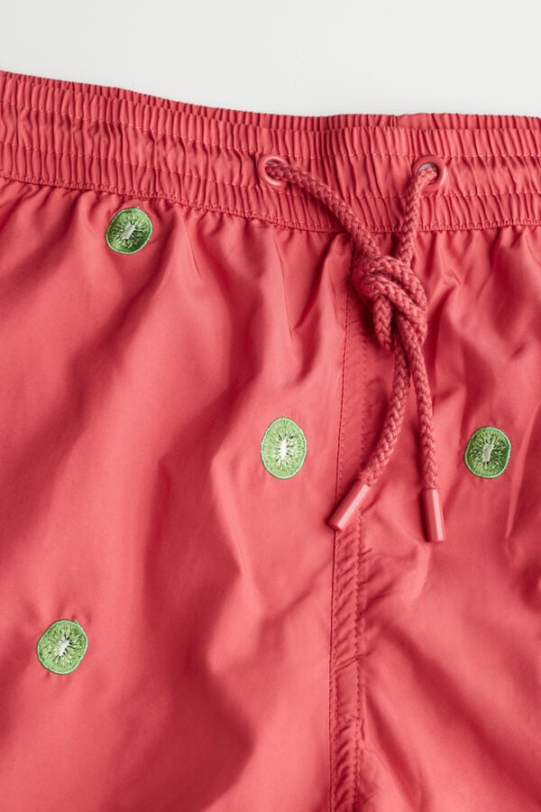 Intimssimi Embroidered Kiwi Swim Trunks Red | ZUSMJ57856