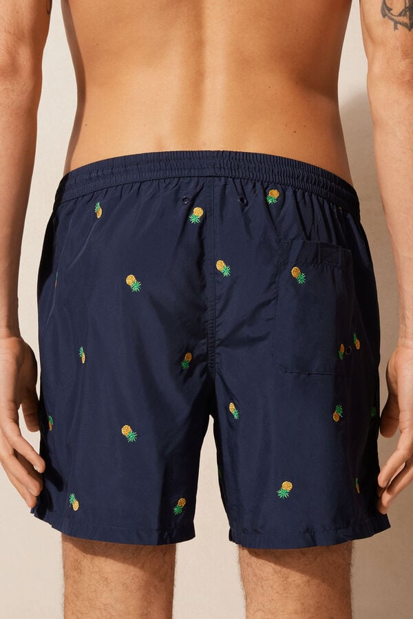 Intimssimi Embroidered Pineapple Swim Trunks Blue | USXBR87488