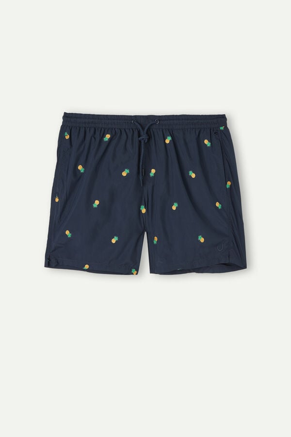 Intimssimi Embroidered Pineapple Swim Trunks Blue | USXBR87488