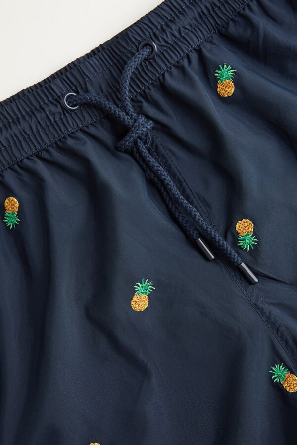 Intimssimi Embroidered Pineapple Swim Trunks Blue | USXBR87488