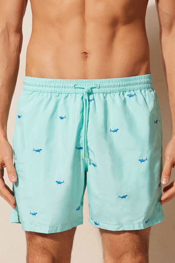 Intimssimi Embroidered Shark Swim Trunks Print | QUSWA27656