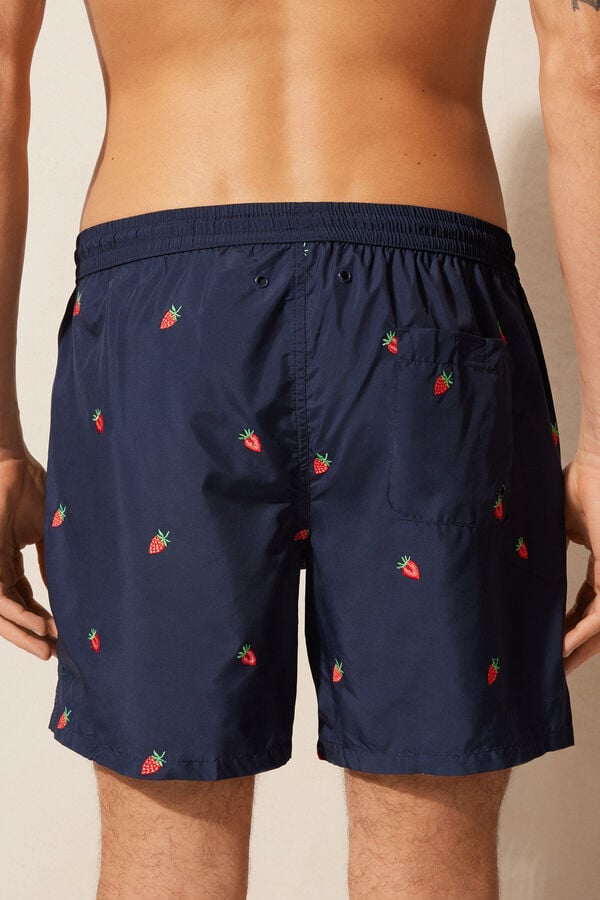 Intimssimi Embroidered Strawberry Swim Trunks Blue | ZUSMJ56812