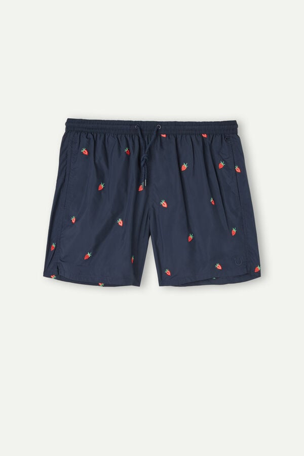 Intimssimi Embroidered Strawberry Swim Trunks Blue | ZUSMJ56812