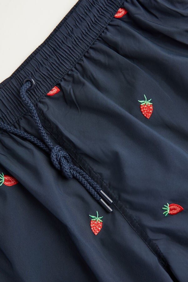 Intimssimi Embroidered Strawberry Swim Trunks Blue | ZUSMJ56812