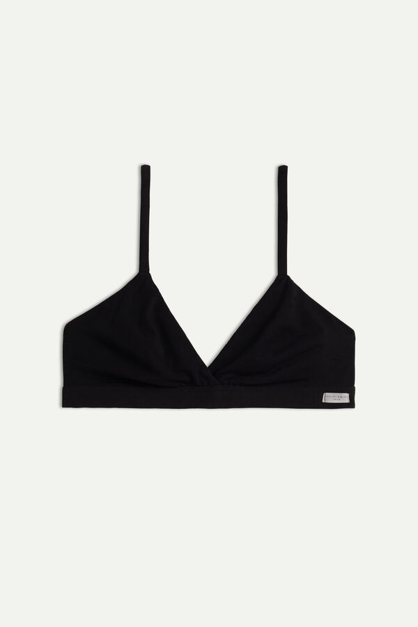 Intimssimi Emma Triangle Bra in Natural Cotton Black | GUSUC78424