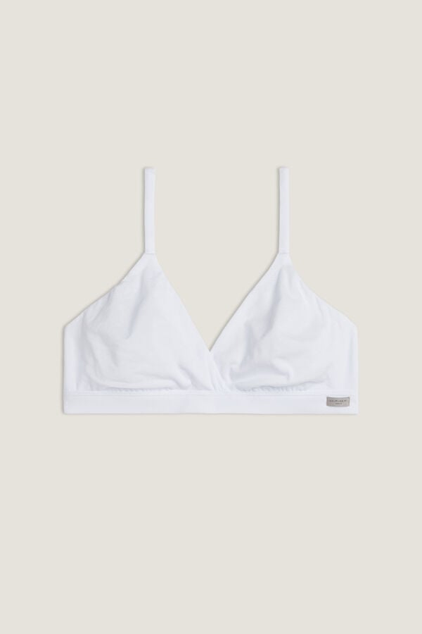 Intimssimi Emma Triangle Bra in Natural Cotton White | USQAV81286