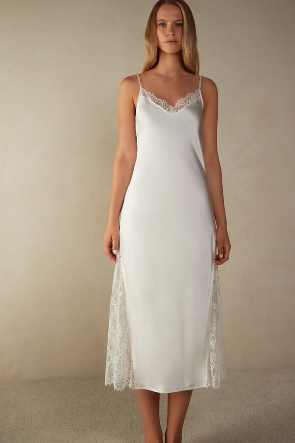 Intimssimi Eternal Love Silk Long Slip Ivory | USQAV48312