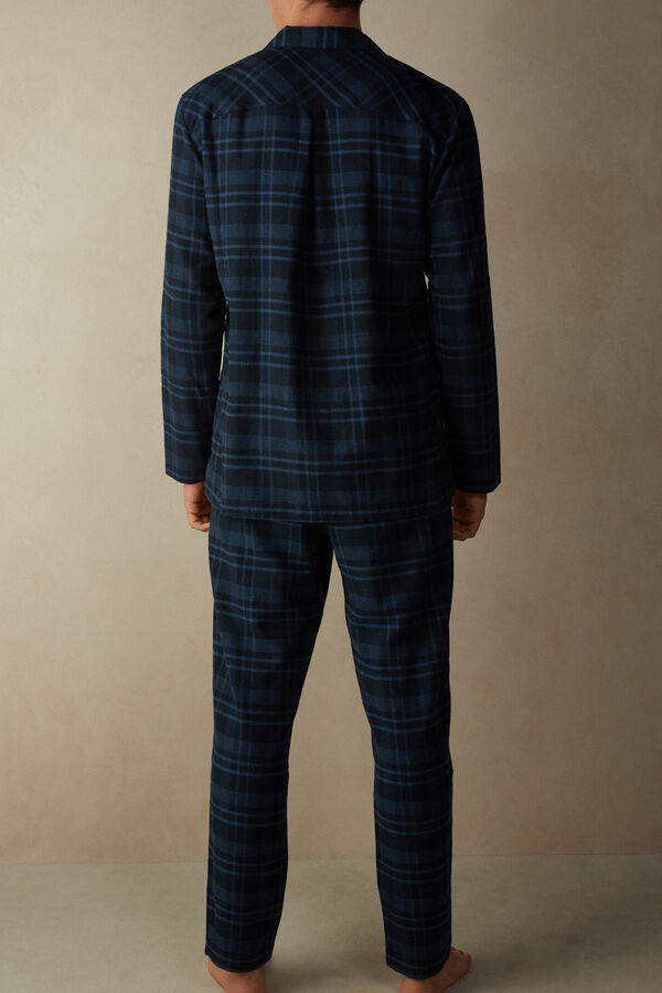 Intimssimi Full Length Pajamas in Brushed Blue Check Patterned Cloth Blue | GUSUC91058