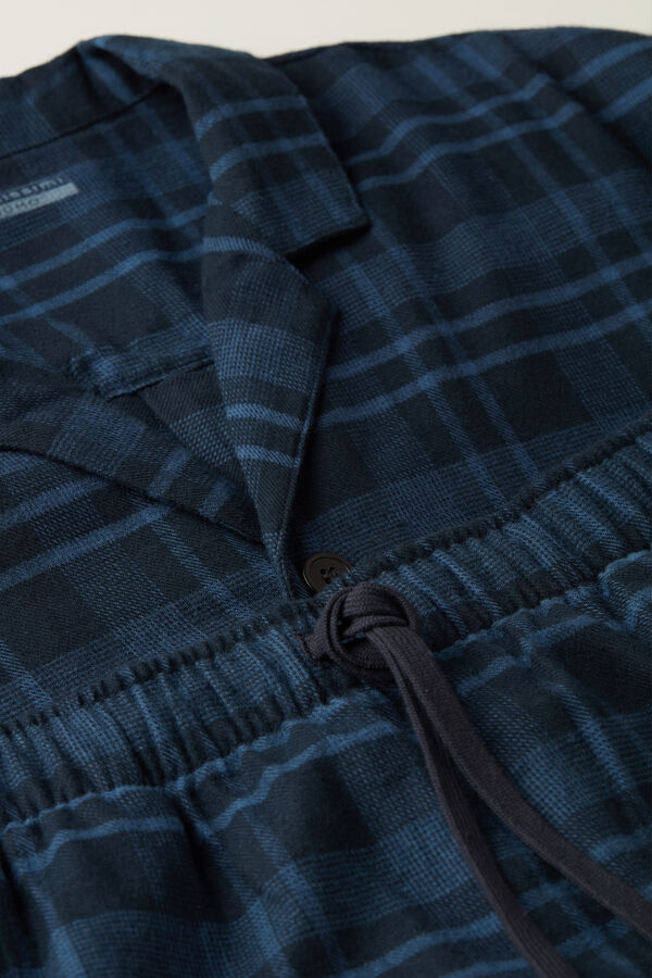 Intimssimi Full Length Pajamas in Brushed Blue Check Patterned Cloth Blue | GUSUC91058