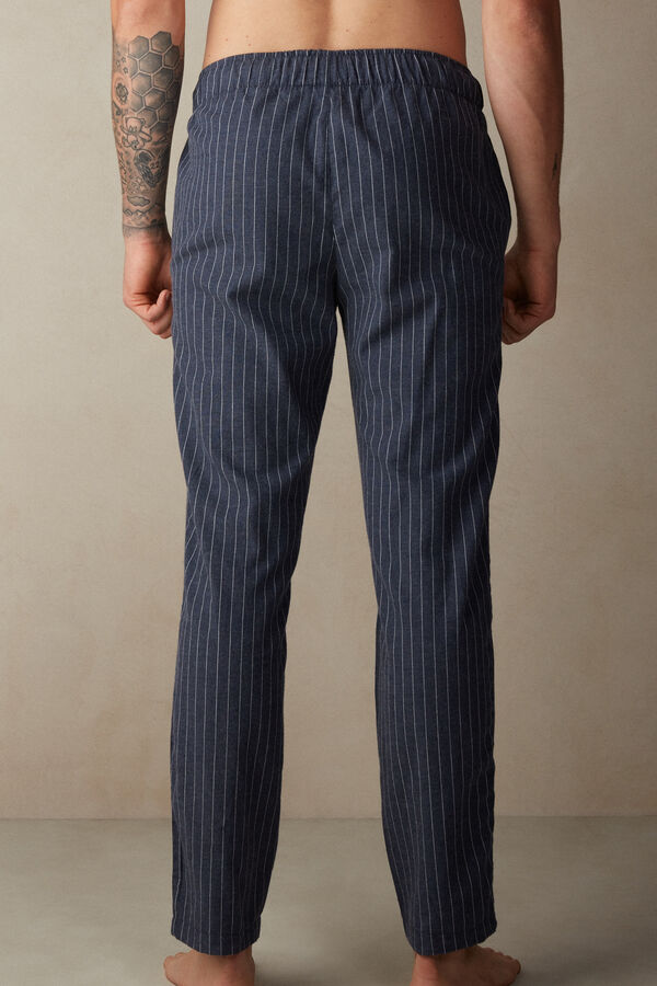 Intimssimi Full Length Pants in Denim Pinstripe Patterned Brushed Cloth Blue | LUSTR50534