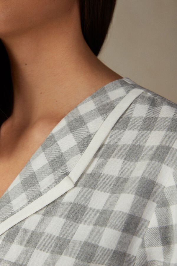 Intimssimi Gingham Lover Shirt in Brushed Cloth White | FUSUI65778