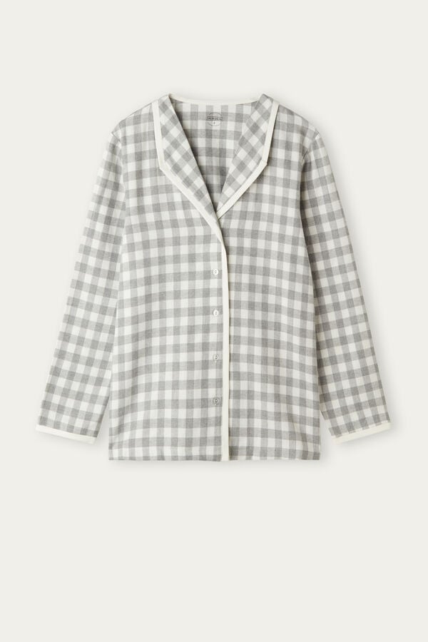 Intimssimi Gingham Lover Shirt in Brushed Cloth White | FUSUI65778