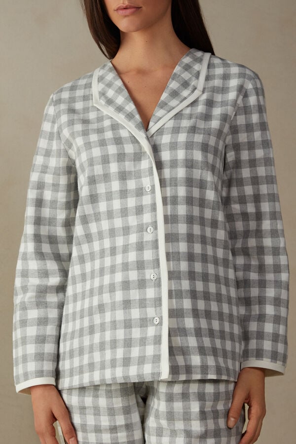 Intimssimi Gingham Lover Shirt in Brushed Cloth White | FUSUI65778