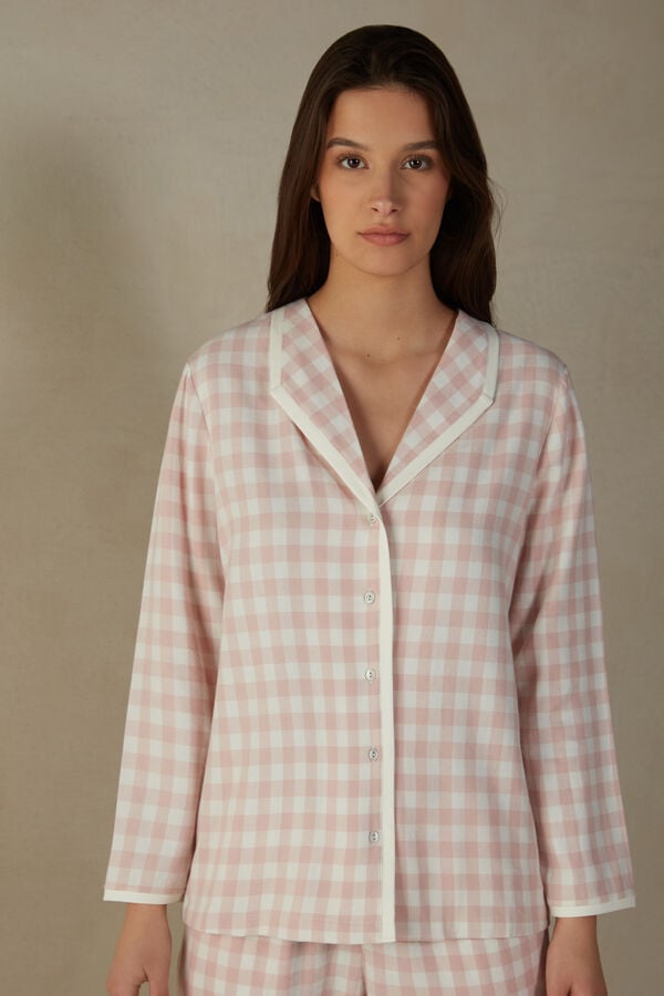 Intimssimi Gingham Lover Shirt in Brushed Cloth White | TUSPQ74240