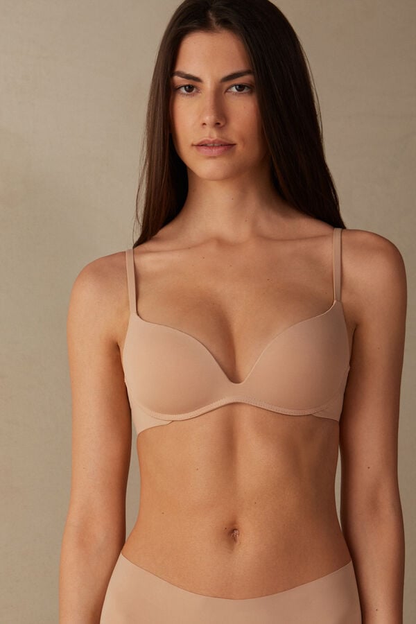 Intimssimi Gioia B Cup Microfiber Super Push-Up Bra Natural | BUSSO58731