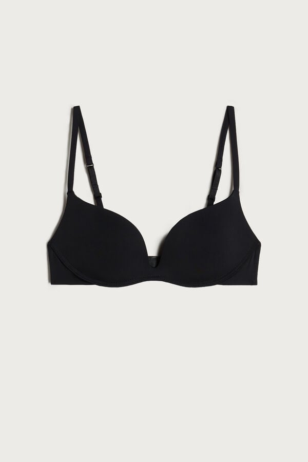 Intimssimi Gioia B Cup Microfiber Super Push-Up Bra Black | LUSSX94145