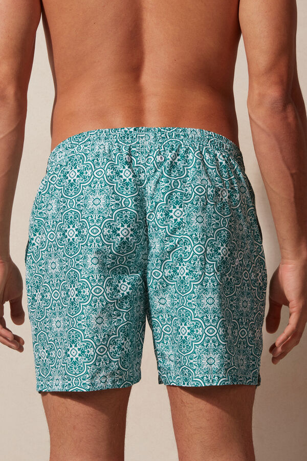 Intimssimi Green Majolica Print Swim Trunks Blue | LUSTR67681