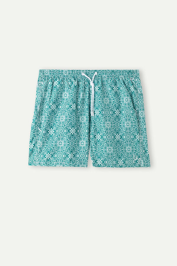 Intimssimi Green Majolica Print Swim Trunks Blue | LUSTR67681