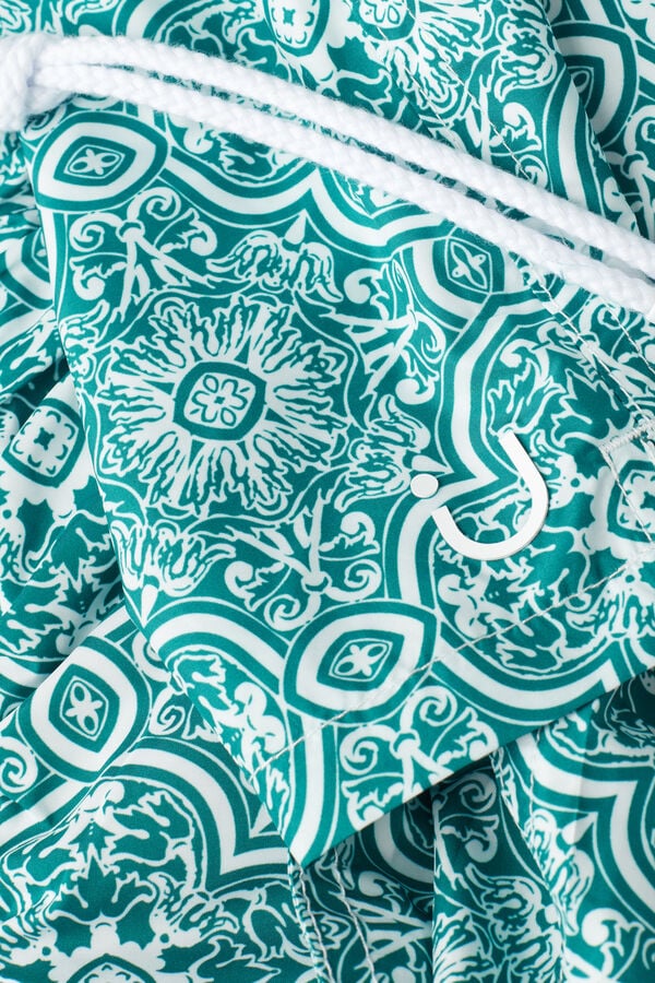 Intimssimi Green Majolica Print Swim Trunks Blue | LUSTR67681