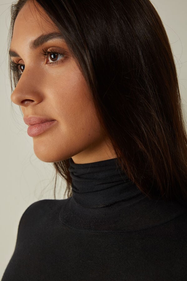 Intimssimi High Collar Bodysuit in Modal Ultralight with Cashmere Black | USEAH17759