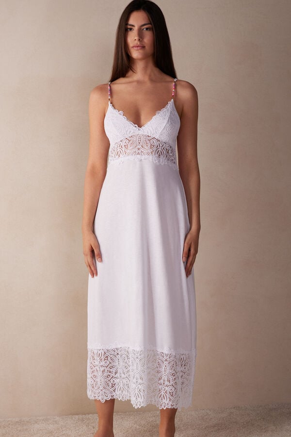 Intimssimi Hot Summer Days Long Nightgown in Supima® Ultrafresh Cotton White | DUSKV50403