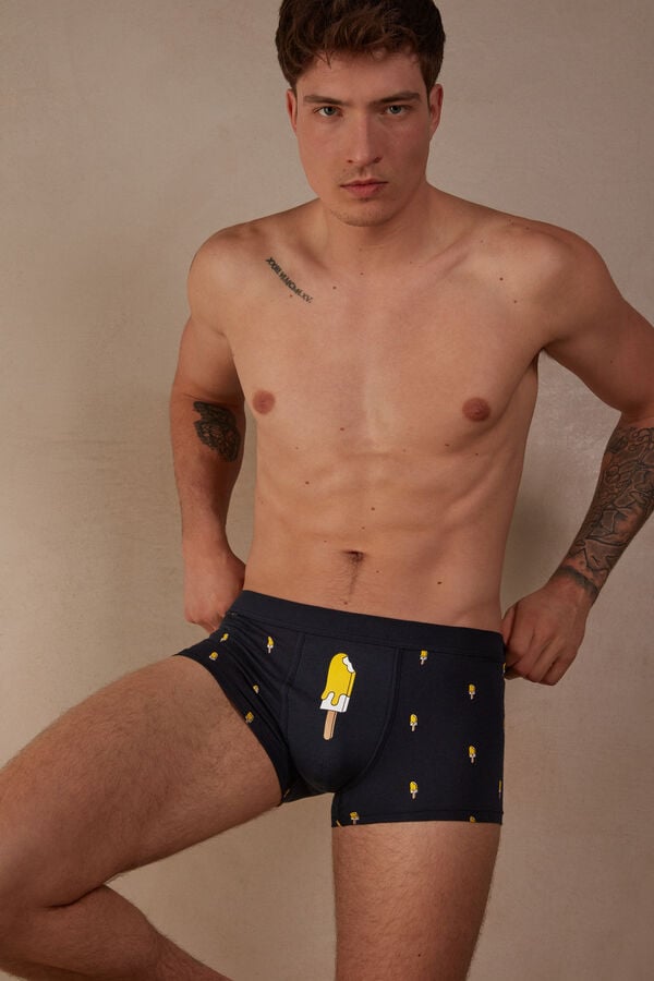 Intimssimi Ice Cream Boxers in Natural Fresh Supima® Cotton Blue | AUSDF35856