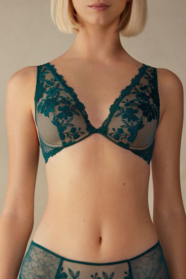 Intimssimi In Full Bloom Elena Balconette Bra Green | USJVR57014