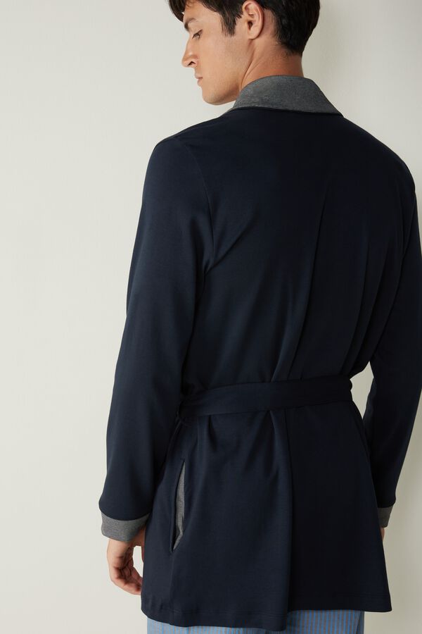 Intimssimi Interlock Cotton Smoking Jacket Blue | MUSFT74890