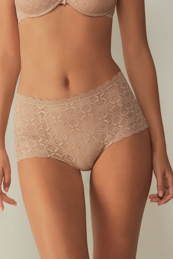 Intimssimi Lace High Waist Hipster Natural | USNEJ38021