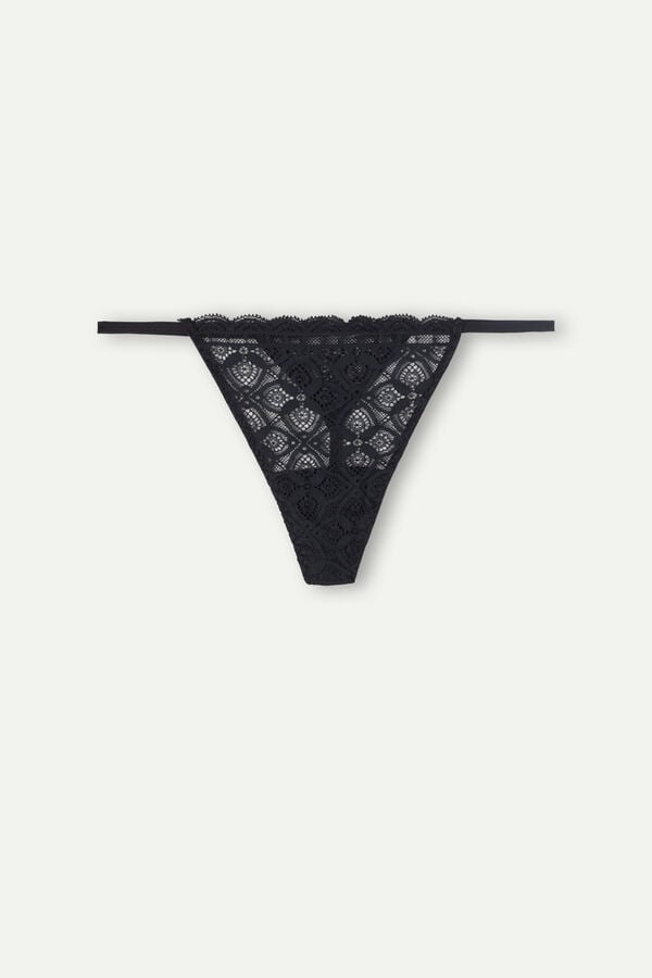 Intimssimi Lace String Thong Black | UUSTG61791