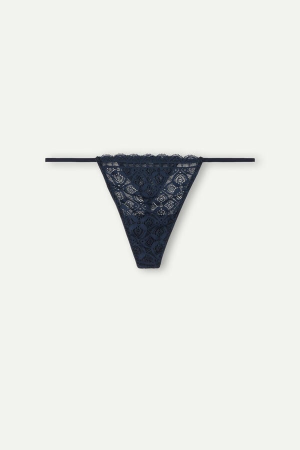 Intimssimi Lace String Thong Blue | XUSBH37008