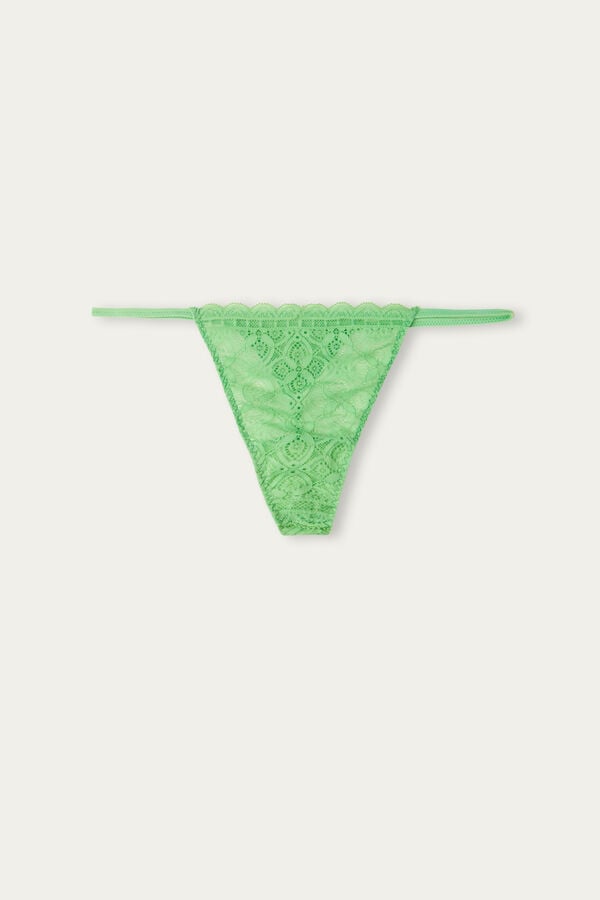 Intimssimi Lace String Thong Green | USQAV60456