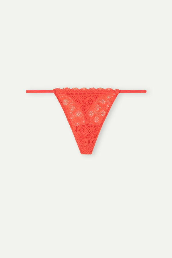 Intimssimi Lace String Thong Orange | USJZR81654