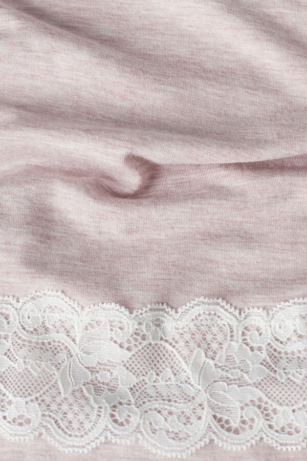 Intimssimi Lace Trim Full Length Pants in Modal Pale Pink | USIIZ63523