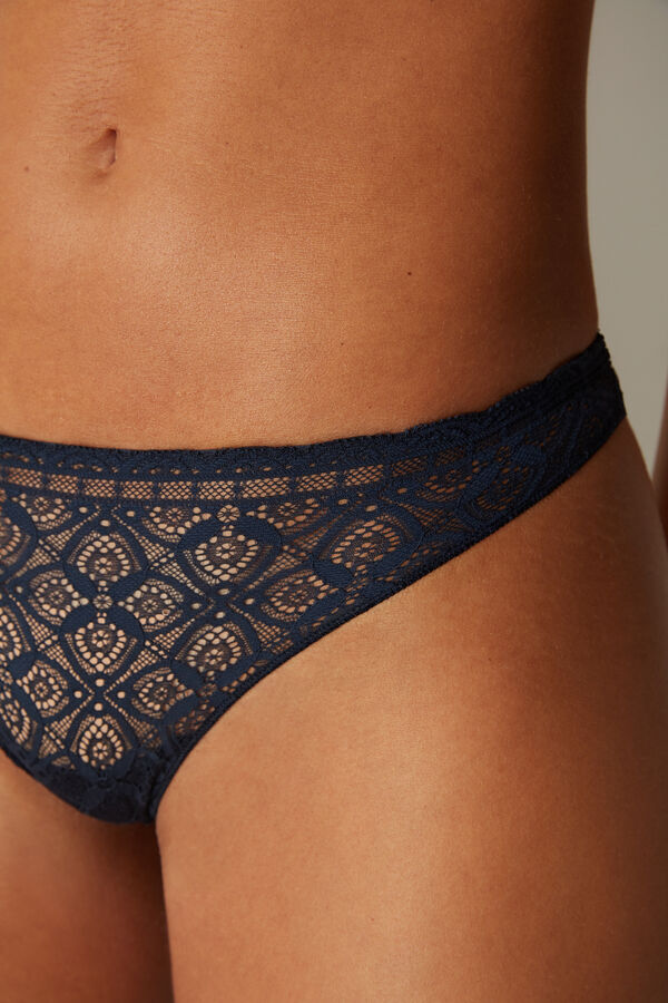 Intimssimi Lace and Microfiber Brazilian Blue | LUSTR47981