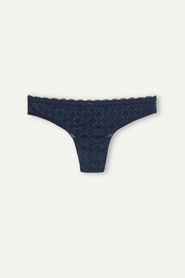 Intimssimi Lace and Microfiber Brazilian Blue | LUSTR47981