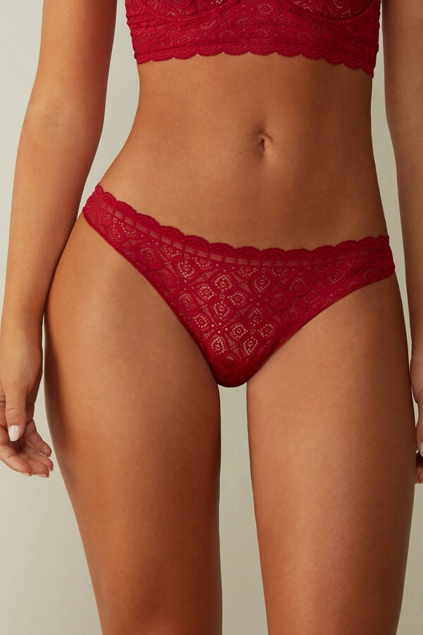 Intimssimi Lace and Microfiber Brazilian Red | YUSGT58520