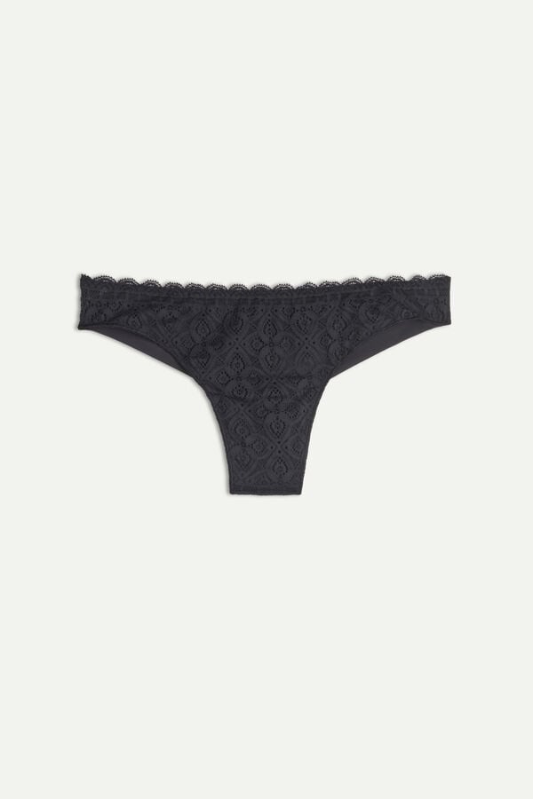 Intimssimi Lace and Microfiber Brazilian Black | ZUSMJ60597