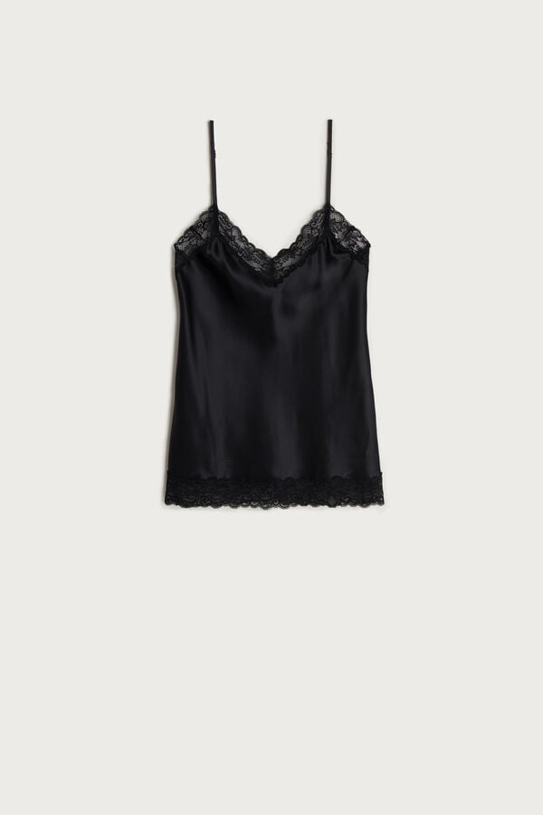 Intimssimi Lace and Silk Top Black | YUSVQ70499