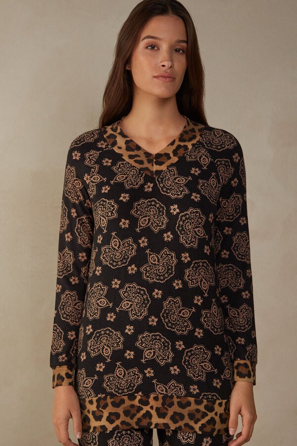 Intimssimi Lady Animalier Long Sleeve Modal Top Print | QUSWA91860