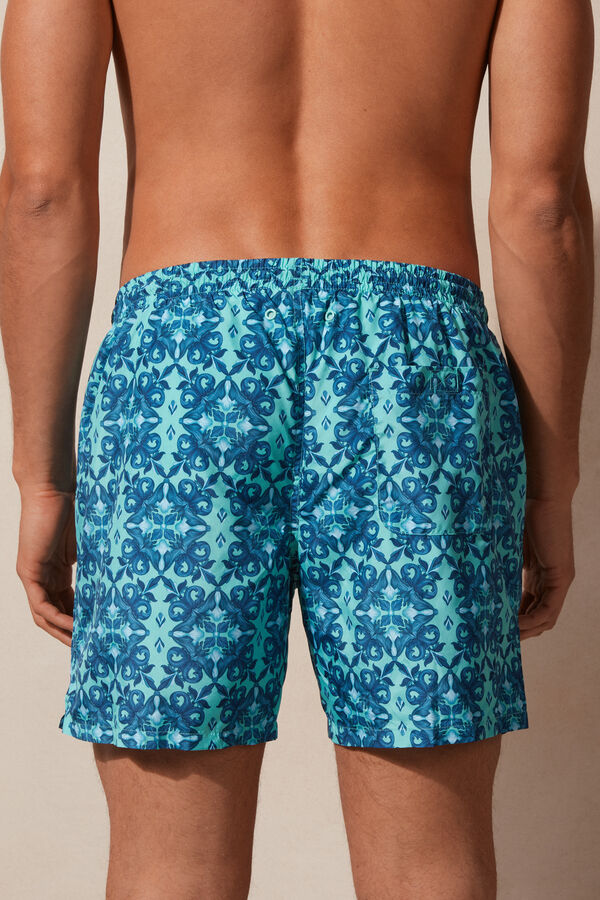 Intimssimi Light Blue Moroccan Print Swim Trunks Blue | YUSVQ52779